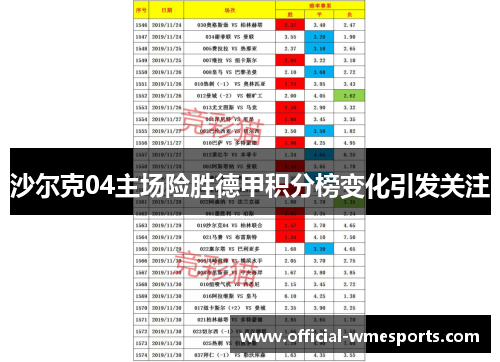 沙尔克04主场险胜德甲积分榜变化引发关注